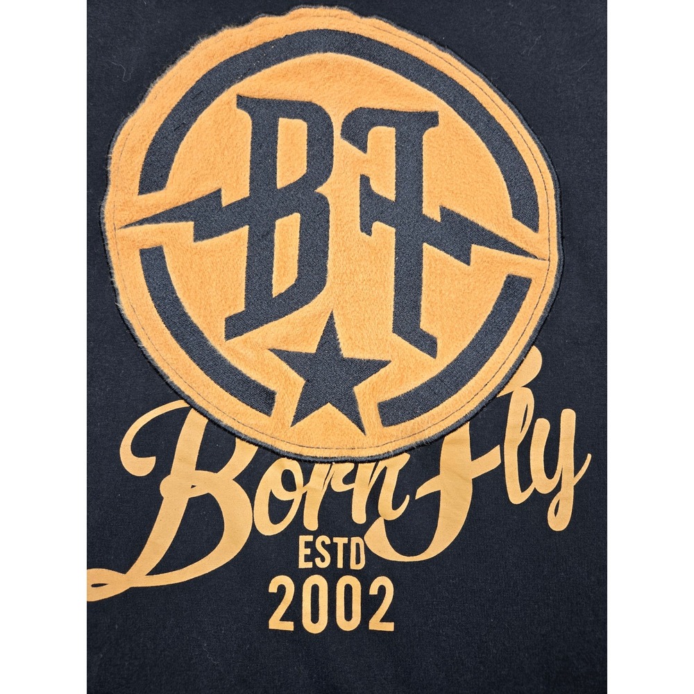 Born Fly Graphic T-Shirt Black Gold Logo Tee Mens 2XL‎ Streetwear Hip Hop
